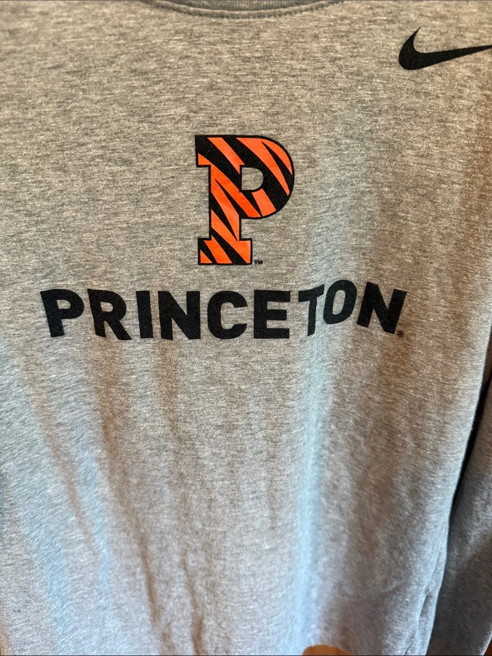 Nike Gray Long-Sleeve Princeton Tee with Orange 